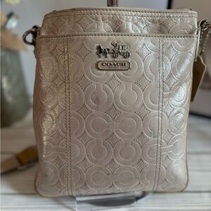 Coach Metallic Beige Crossbody Bag- needs rehab